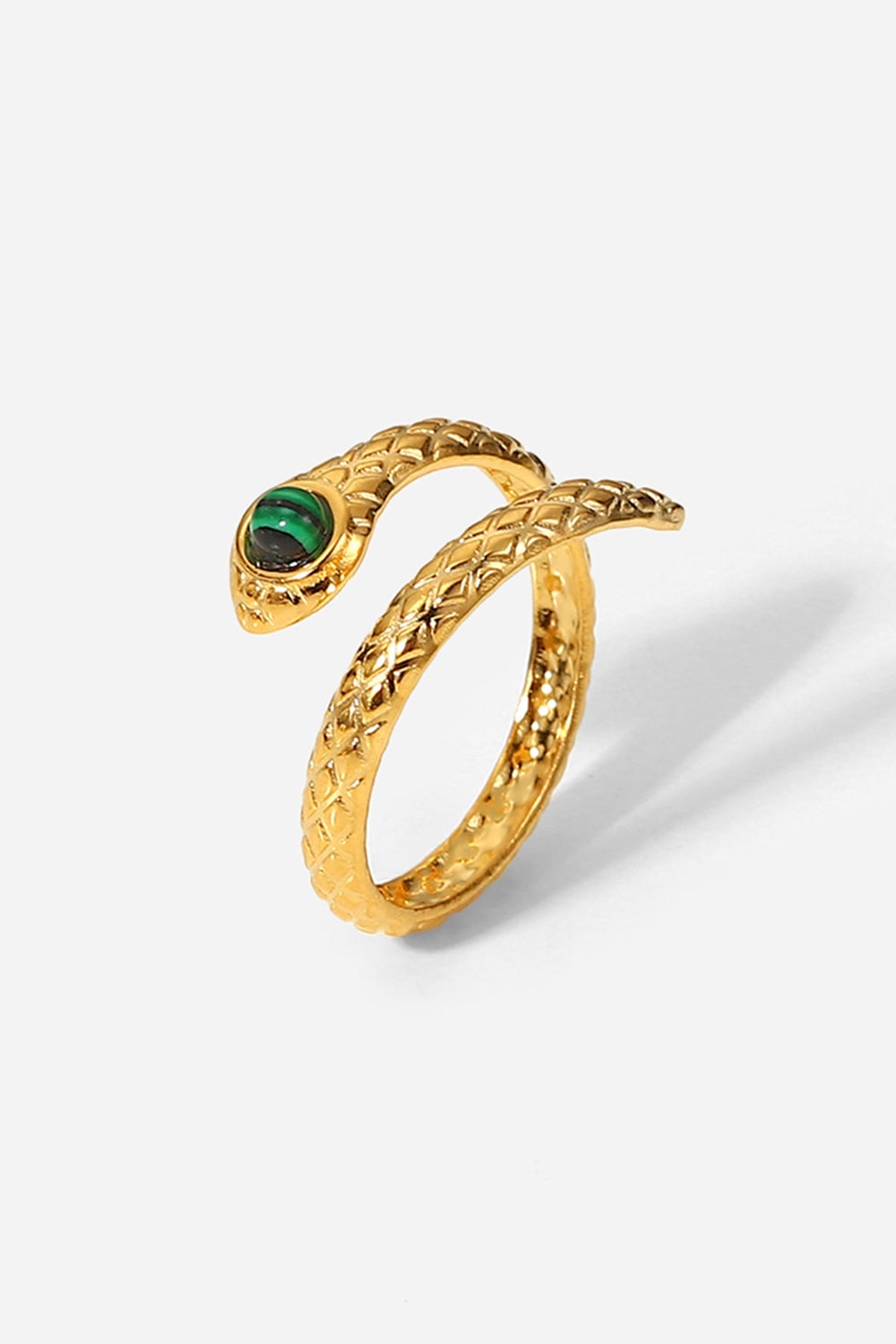 SNAKE CHARMER MALACHITE SNAKE-SHAPED BYPASS RING-Thriftique Marketplace