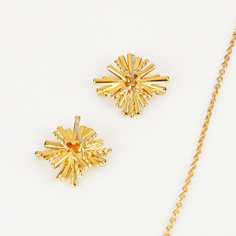 STARBURST GOLD-PLATED EARRINGS AND NECKLACE SET-Thriftique Marketplace