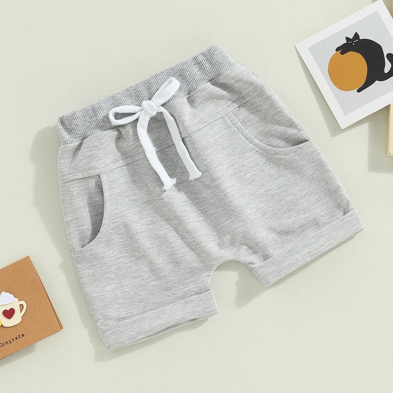 TODDLER BABY KIDS BOYS 3PCS SET SHORTS SOLID COLORS
