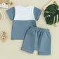 TODDLER BABY BOY 2PCS SUMMER CLOTHES COLOR BLOCK SHORT SLEEVE T-SHIRT SHORTS SET