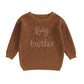 TODDLER KIDS BOYS SWEATERS COTTON LONG SLEEVE LETTER EMBROIDERY BIG BROTHER PULLOVER LOOSE KNITWEAR TOP