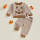 TODDLER BOYS HALLOWEEN 2PCS PANTS SETS LONG SLEEVE O NECK PUMPKIN EMBROIDERY TOPS STRIPED PANTS SETS