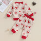 TODDLER BABY BOY GIRL 2PCS VALENTINE’S DAY OUTFIT LONG SLEEVE HEART TOP + PANTS SET