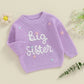 TODDLER KIDS GIRL BIG SISTER SWEATER CUTE LONG SLEEVE LETTER EMBROIDERY KNIT PULLOVER LOOSE TOP