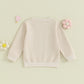 TODDLER BABY KIDS BOYS GIRLS FUZZY LETTER EMBROIDERY COUSIN CREW MATCHING LONG SLEEVE ROUND NECK PULLOVER LOOSE TOP