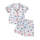 TODDLER GIRLS PATRIOTIC PAJAMAS SET SUMMER STAR/BOW PRINT BUTTON UP SHORT SLEEVES SHIRT WITH ELASTIC SHORTS FOR LOUNGEWEAR