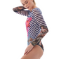 STRIPES SWIMSUIT WITH SLEEVES