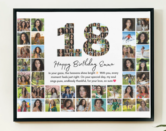 18th Birthday Photo Collage Canva Template – Customizable Milestone Keepsake