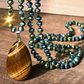 TIGER EYE PENDANT CRYSTAL BEAD NECKLACE – HANDMADE & BOLD