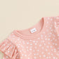 TODDLER KIDS GIRLS 2PCS FALL OUTFIT RUFFLE FLOWER PRINT LONG SLEEVE TOP + FLARE PANTS SET