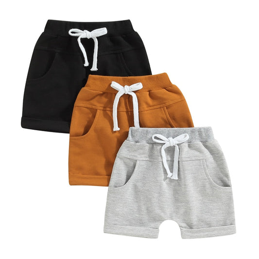 TODDLER BABY KIDS BOYS 3PCS SET SHORTS SOLID COLORS