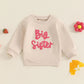 TODDLER KIDS GIRLS BIG SISTER LONG SLEEVE CREWNECK LETTER EMBROIDERY LOOSE FIT PULLOVER TOP