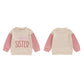 TODDLER KIDS BIG BROTHER / SISTER PULLOVER LETTER EMBROIDERY ROUND NECK CONTRASTING COLOR LONG SLEEVE WAFFLE TOP