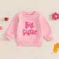 TODDLER KIDS GIRLS BIG SISTER LONG SLEEVE CREWNECK LETTER EMBROIDERY LOOSE FIT PULLOVER TOP