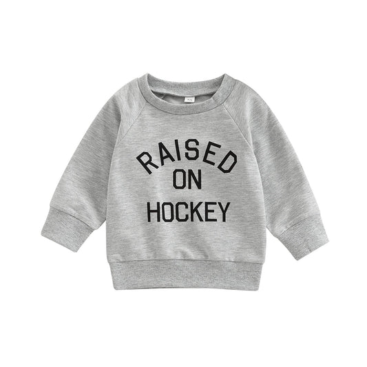 0-3YEARS INFANT BABY BOY GIRL CASUAL PULLOVERS LONG SLEEVE GAME DAY FOOTBALL HOCKEY PRINT RIBBED CUFFS SWEATSHIRT TOP