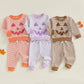 TODDLER BOYS HALLOWEEN 2PCS PANTS SETS LONG SLEEVE O NECK PUMPKIN EMBROIDERY TOPS STRIPED PANTS SETS