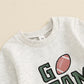 BABY TODDLER BOYS 2PCS GO TEAM FALL OUTFIT FOOTBALL LETTER EMBROIDERY LONG SLEEVE O-NECK TOP AND SOLID COLOR PANTS SET