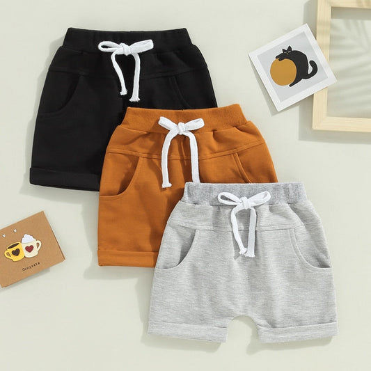TODDLER BABY KIDS BOYS 3PCS SET SHORTS SOLID COLORS