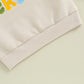 TODDLER BABY KIDS BOYS GIRLS FUZZY LETTER EMBROIDERY COUSIN CREW MATCHING LONG SLEEVE ROUND NECK PULLOVER LOOSE TOP
