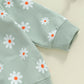 TODDLER KIDS GIRLS 2PCS FALL OUTFIT FLOWER DAISY PRINT LONG SLEEVE CREWNECK TOP ELASTIC WAIST PANTS WITH POCKETS SET