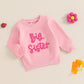 TODDLER KIDS GIRLS BIG SISTER LONG SLEEVE CREWNECK LETTER EMBROIDERY LOOSE FIT PULLOVER TOP