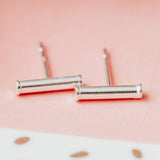 SILVER BAR STUD EARRINGS