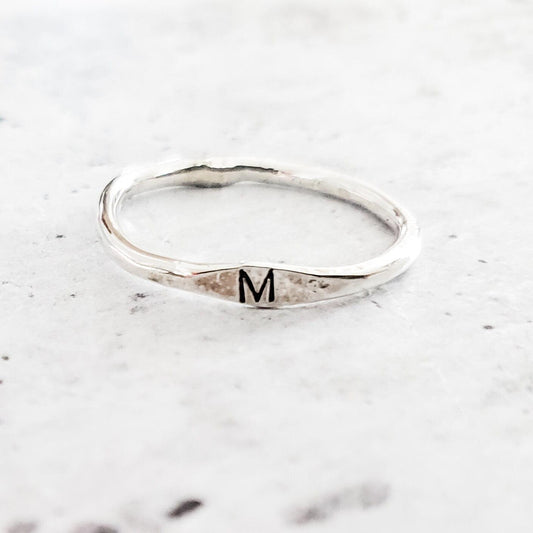 STERLING SILVER INITIAL STACKING RING