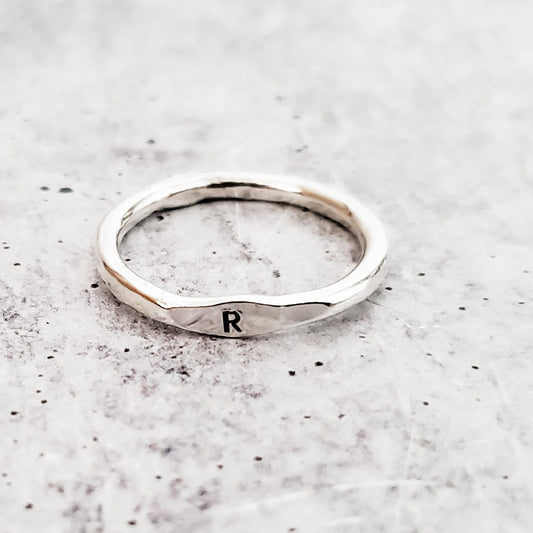 STERLING SILVER INITIAL STACKING RING