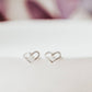 SILVER OPEN HEART STUD EARRINGS