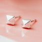 SILVER PYRAMID STUD EARRINGS