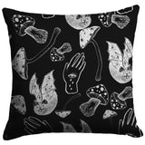 SPOOKY SPELLS, BATS, AND MUSHROOMS THROW PILLOW