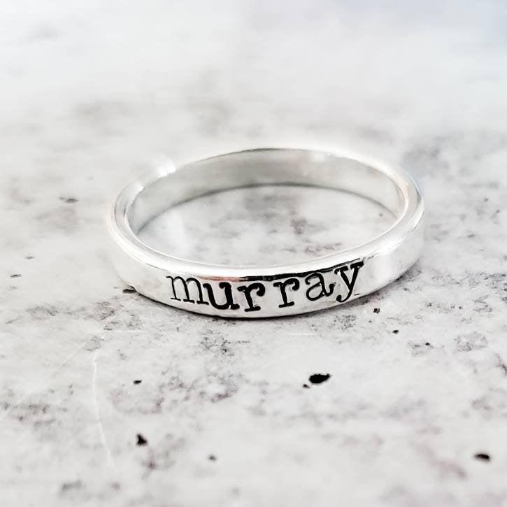 STACKABLE SILVER NAME RING
