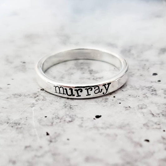 STACKABLE SILVER NAME RING