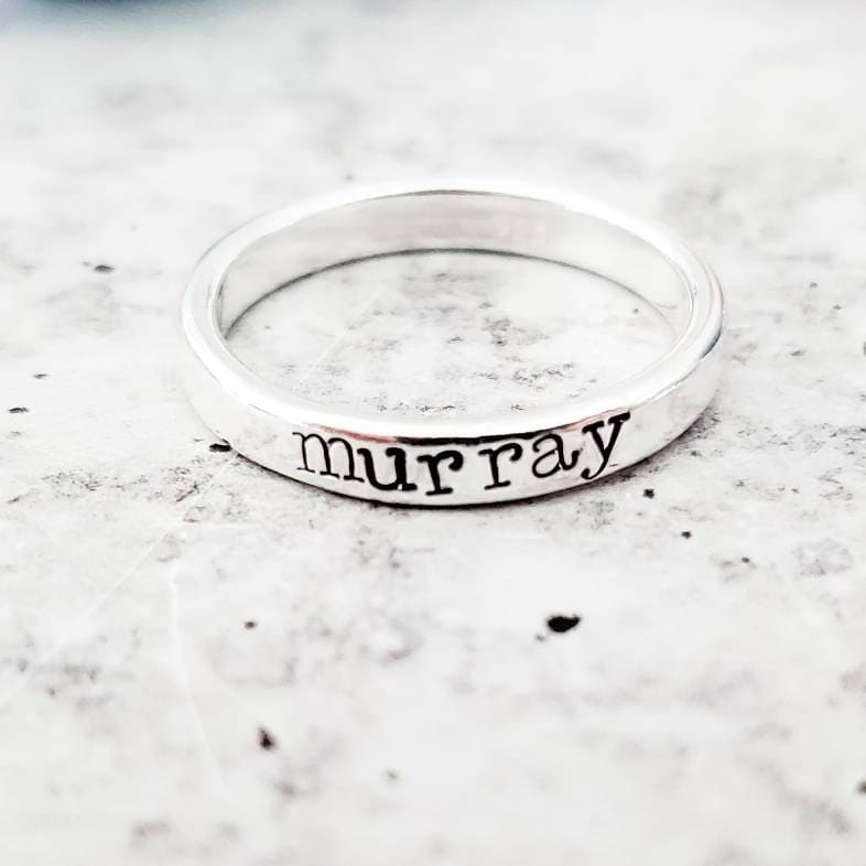 STACKABLE SILVER NAME RING