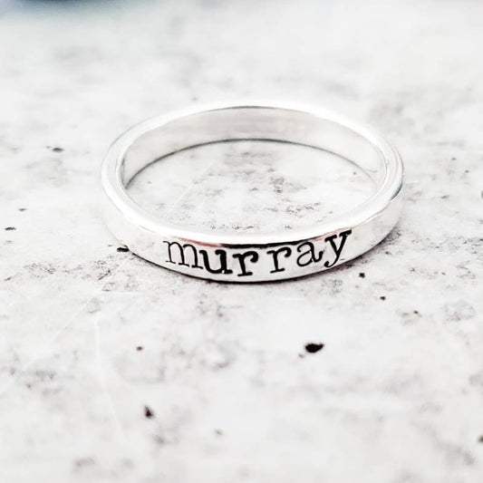 STACKABLE SILVER NAME RING