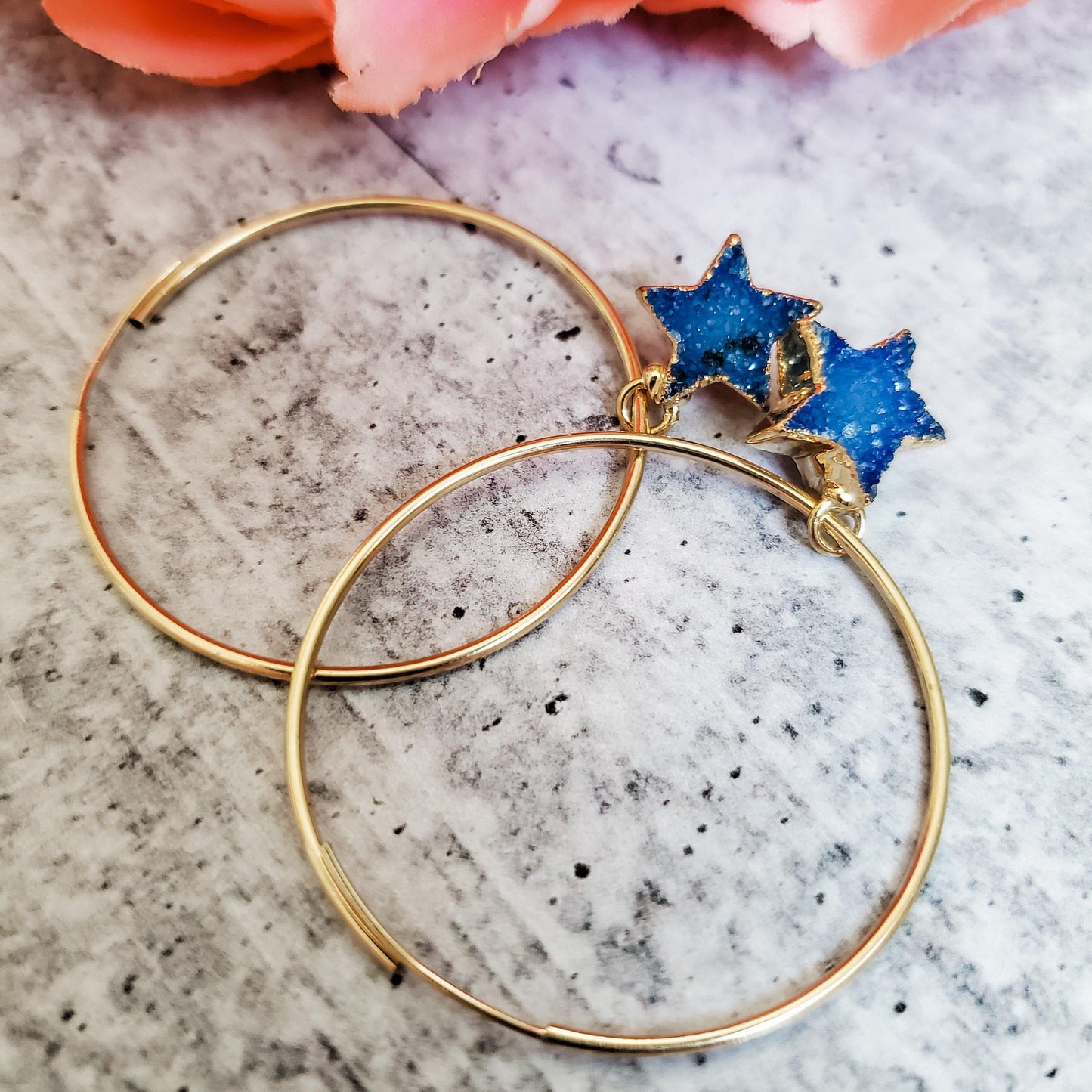 STAR DRUZY ENDLESS HOOP EARRINGS
