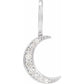 STERLING SILVER .07 CTW NATURAL DIAMOND CRESCENT MOON CHARM/PENDANT