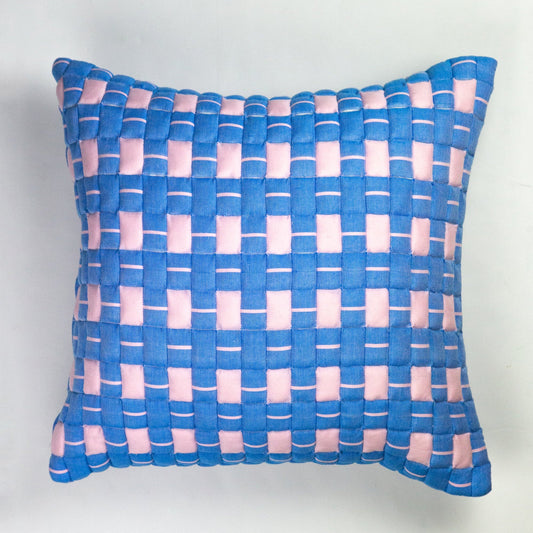 SUJANI QUILTED PILLOW — SOFT PINK AND BLUE