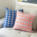 SUJANI QUILTED PILLOW — PASTEL LILAC AND NEON ORANGE