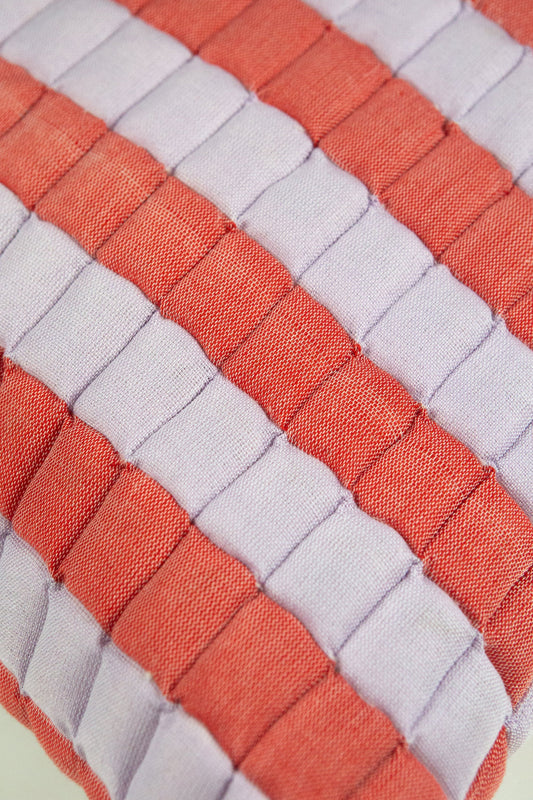 SUJANI QUILTED PILLOW — SOFT LILAC AND RED