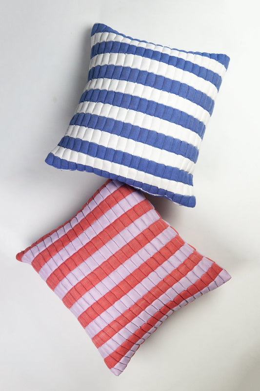 SUJANI QUILTED PILLOW — BLUE AND WHITE