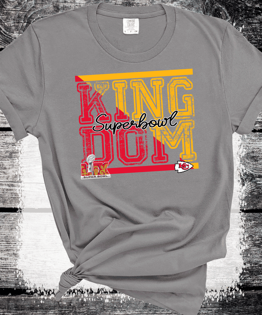 SUPER BOWL KINGDOM KANSAS CITY FOOTBALL CHIEFS T-SHIRT, KC FOOTBALL TEE, GAME DAY SHIRT GIFT COMFORT COLORS OVERSIZED LOOK