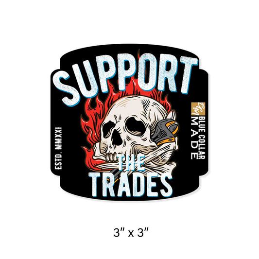 SUPPORT THE TRADES SKULL STICKER