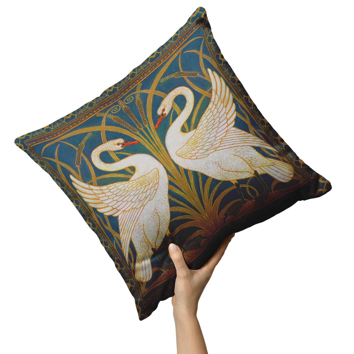 SWAN, RUSH AND IRIS THROW PILLOW
