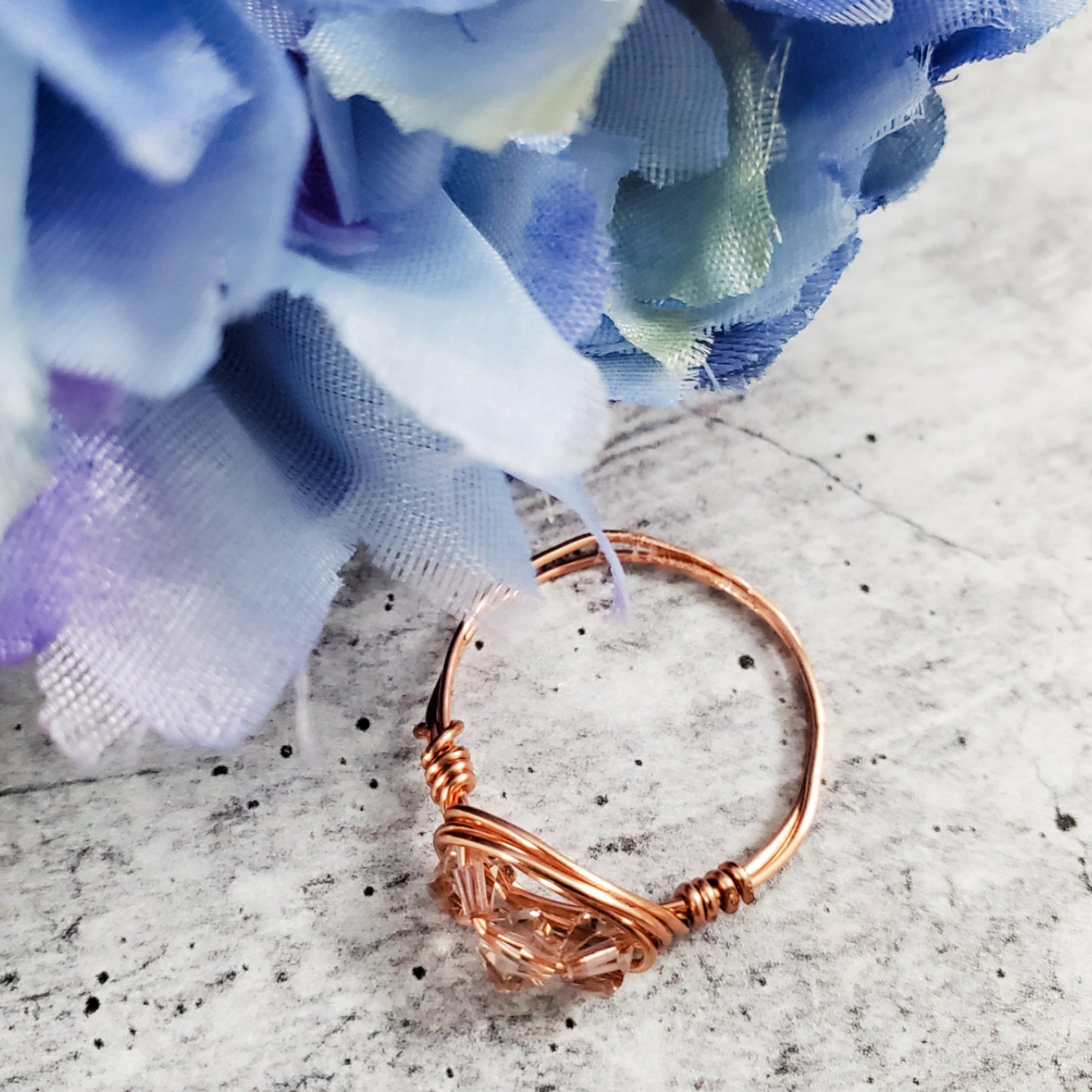 SWAROVSKI PINK CRYSTAL WIRE WRAPPED RING