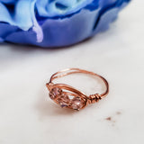 SWAROVSKI PINK CRYSTAL WIRE WRAPPED RING