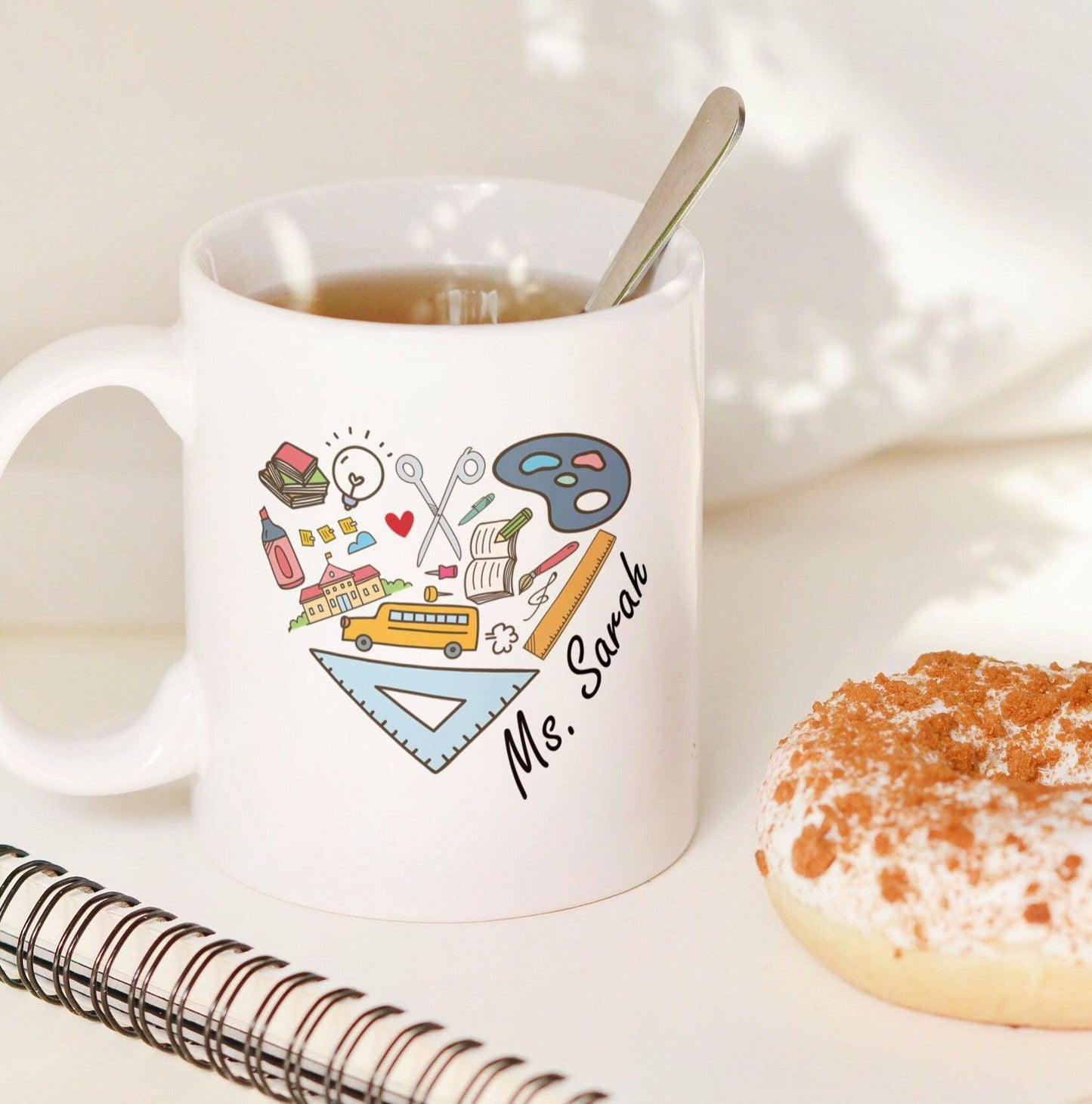SWEET PERSONALIZED HEART TEACHER MUG