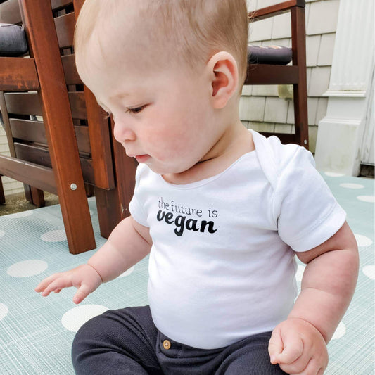 THE FUTURE IS VEGAN SHORT SLEEVE BABY BODYSUIT OR TODDLER TEE