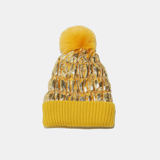 THERMAL KNIT HAT WITH POMPOM-Thriftique Marketplace