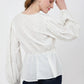 TONAL EMBROIDERED PEPLUM TOP WITH V-NECKLINE - S TO 2XL